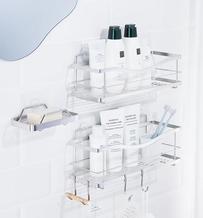 KINCMAX Shower Caddy and Soap Holder, Rustproof SUS304 Stainless Steel by KINCMAX