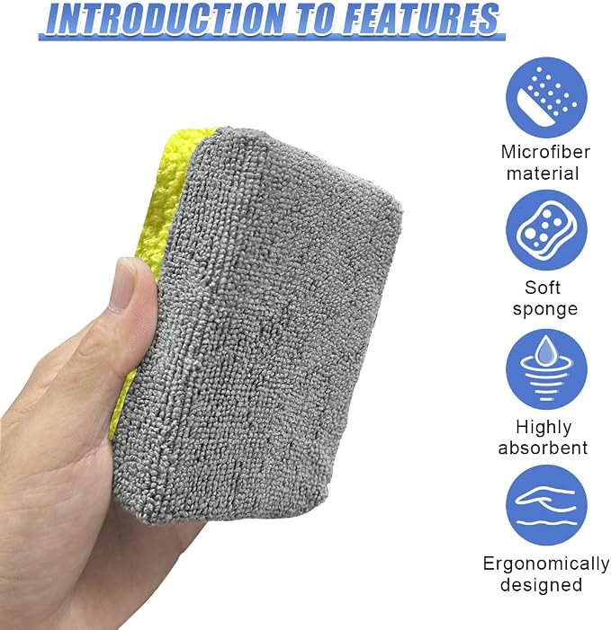 3PCS Microfiber Applicator Pads, Soft No-Scratch Car Wash Sponge, Washable - Image 3