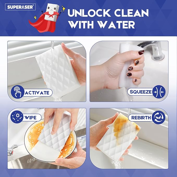 Magic Sponge Eraser, Tex-10 Scrub Melamine Sponges, Heavy Duty No Scratches - Image 4