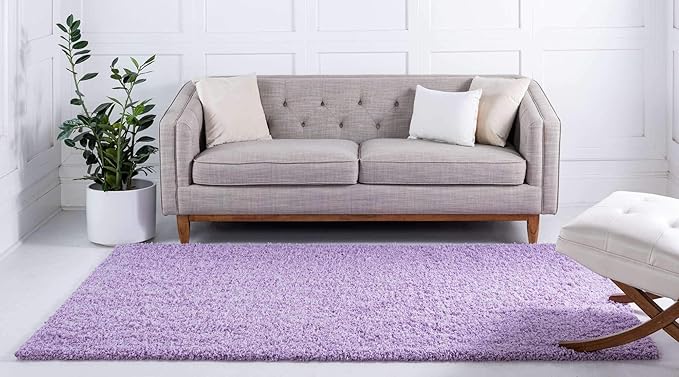 Unique Loom Solid Shag Collection Area Rug (10' x 13' Rectangle, Lilac)