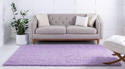 Unique Loom Solid Shag Collection Area Rug (10' x 13' Rectangle, Lilac)