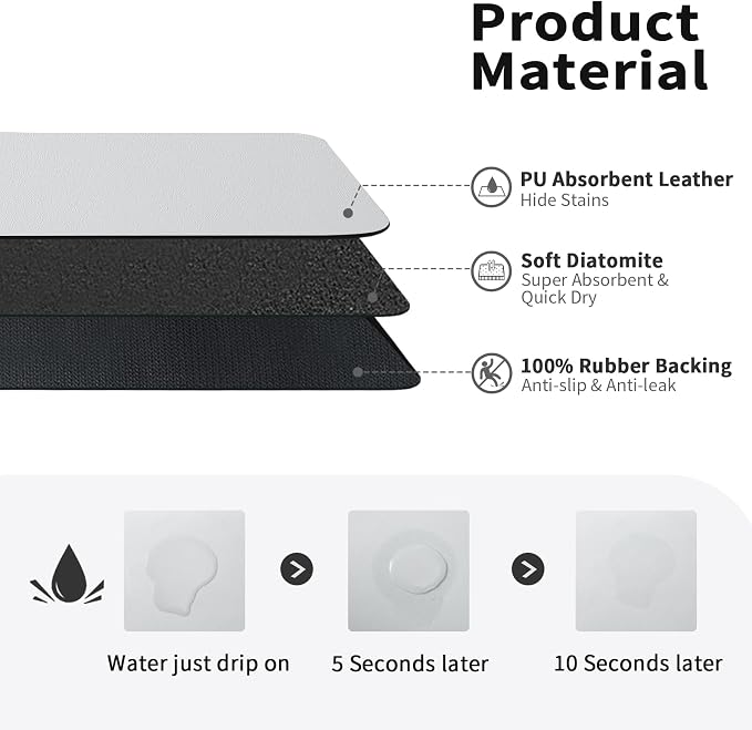 Dish Drying Mat for Kitchen Counter, Heat Resistant Drainer Mats - Image 2