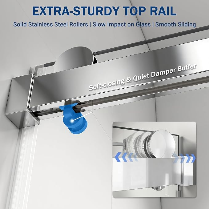 Abruzzo 76" Frameless Shower Door Single Sliding - Image 6