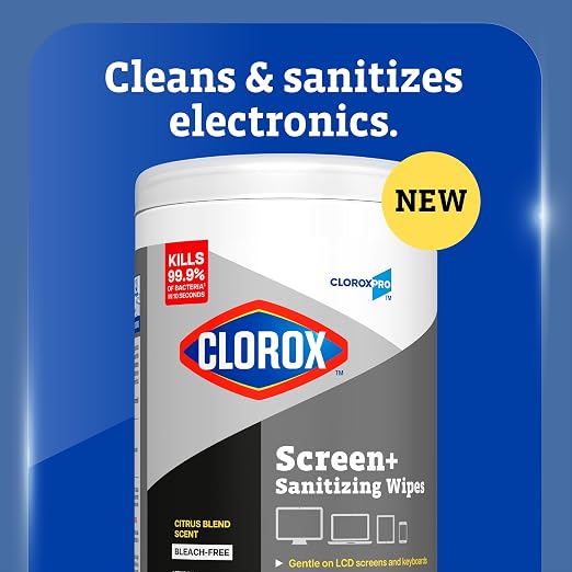 CloroxPro Clorox Screen+ Sanitizing Wipes, Bleach Free Cleaning Wipes, Citrus - Image 2