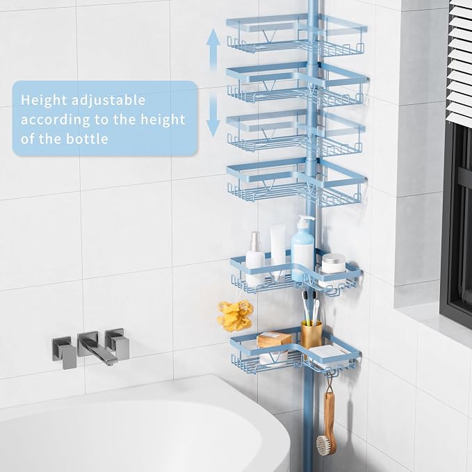 KEGII Shower Caddy Tension Pole, 4-Tier Rustproof Adjustable Corner Bathroom - Image 2