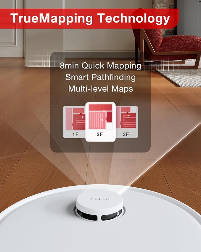 Yeedi C12 Robot Vacuum Cleaner and Mop, 8000Pa Strong Suction, ZeroTangle Brush - Image 7