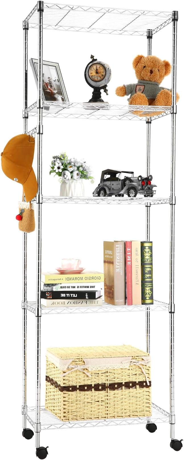 Himimi 5-Tier Storage Shelf Wire Shelving Unit on Wheels Heavy Duty Metal by Himimi