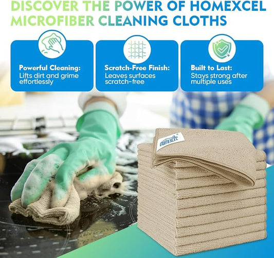 HOMEXCEL Microfiber Cleaning Cloth 20 Pack 11.5 x 11.5 inch Microfiber Towels - Image 2