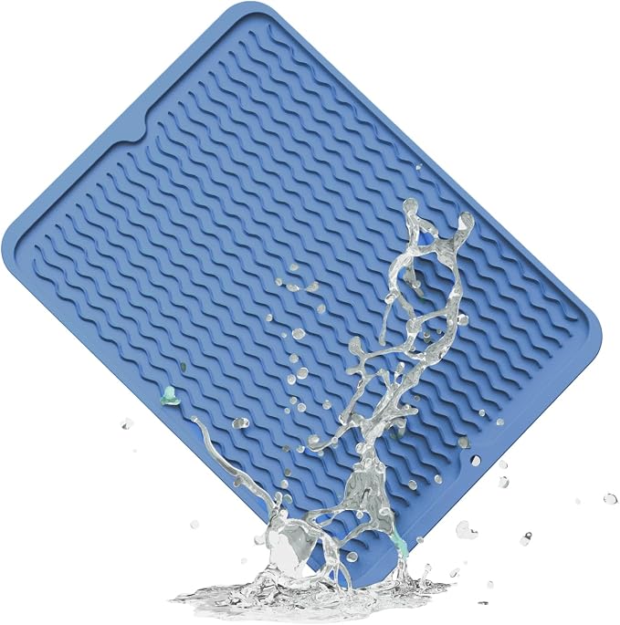 ZLR Silicone Dish Drying Mat for Kitchen Counter, Eco-Friendly Fast Dry Dish Mat by ZLR