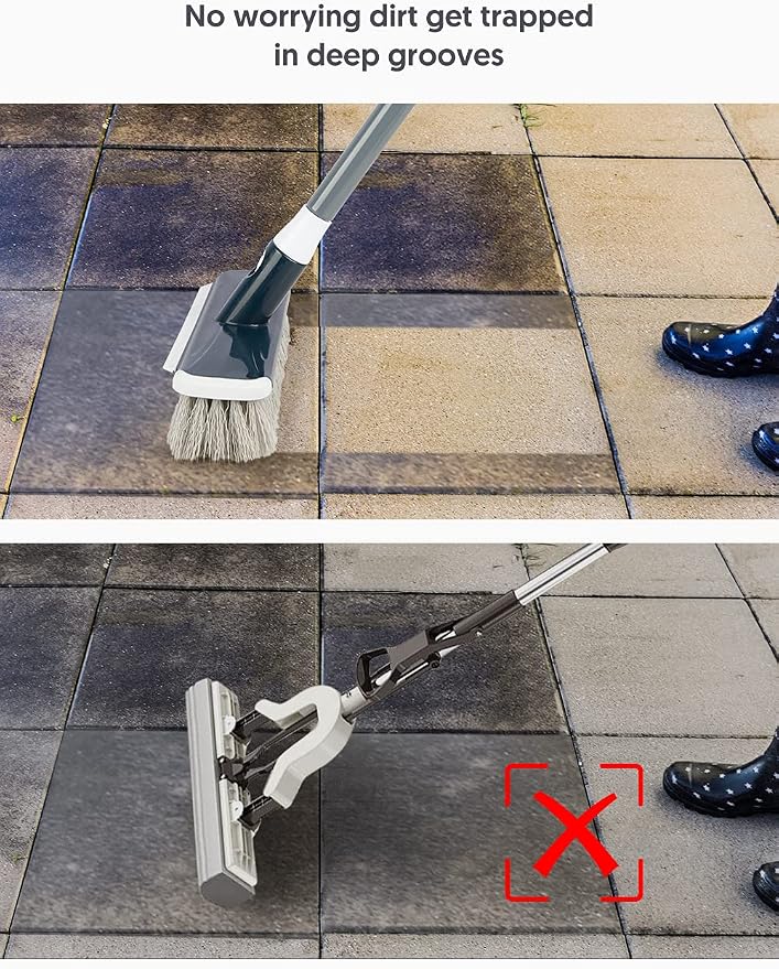 Floor Scrubber with Long Handle, 2 in 1 Scrubbing Brush Stiff Bristle Shower - Image 3