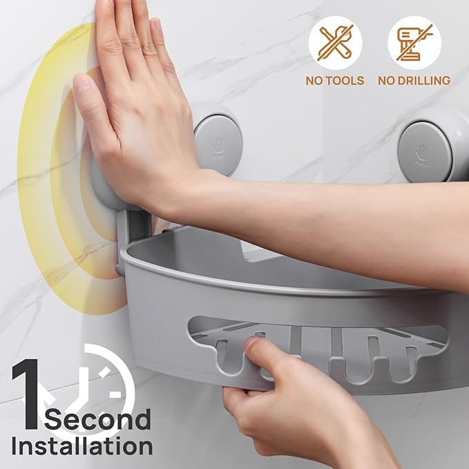 LEVERLOC Corner Shower Caddy Suction Cup, shower shelves suction cup, 2 Pack - Image 4