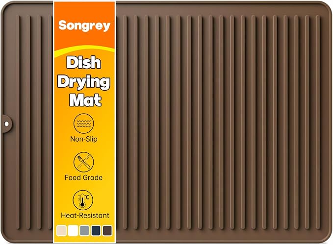 Songrey 24" x 18" Silicone Dish Drying Mat, Kitchen Counter Drying Pad by Unknown