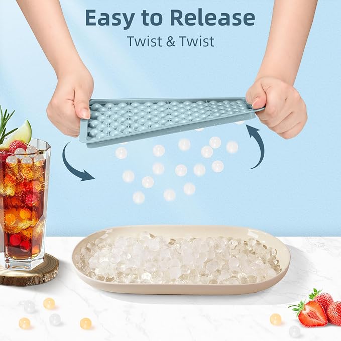 WIBIMEN Mini Ice Cube Trays, Small Tiny Round Pebble Crushed Nugget Ice Trays - Image 2