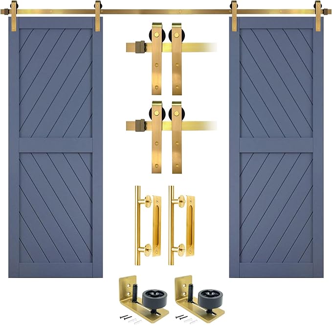 Rio Salto Gold Barn Door Hardware Kit Plus Length 72" Sliding Door Hardware by RioSalto