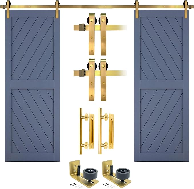 Rio Salto Gold Barn Door Hardware Kit Adjustable Length 98" Sliding Door by RioSalto