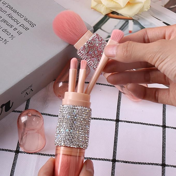 WOKOTO 4 in 1 White Diamond-Embellished Makeup Brushes - Image 4