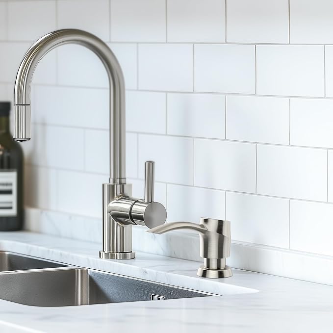 SAMODRA Kitchen Sink Soap Dispenser, Brushed Nickel Soap Dispenser, ABS - Image 6