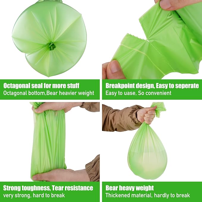 Compostable Trash Bags, 2.6 Gallon, 100% Compost Waste Bags - Image 3