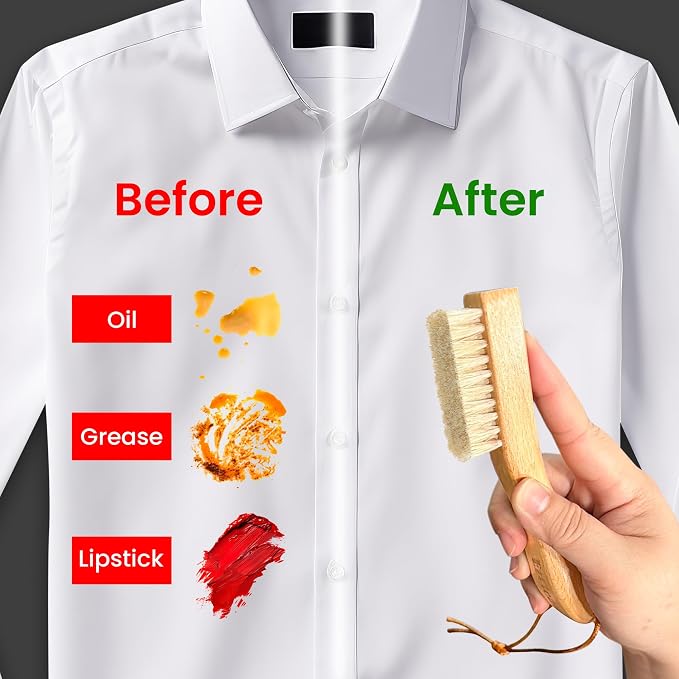 Natural Boar Bristle Laundry Brush, Scrubbing Tough Stains - Image 5