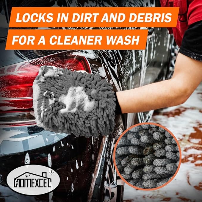 HOMEXCEL Car Wash Mitt, 2PK Chenille Microfiber Wash Mitt, Scratch-Free & - Image 3