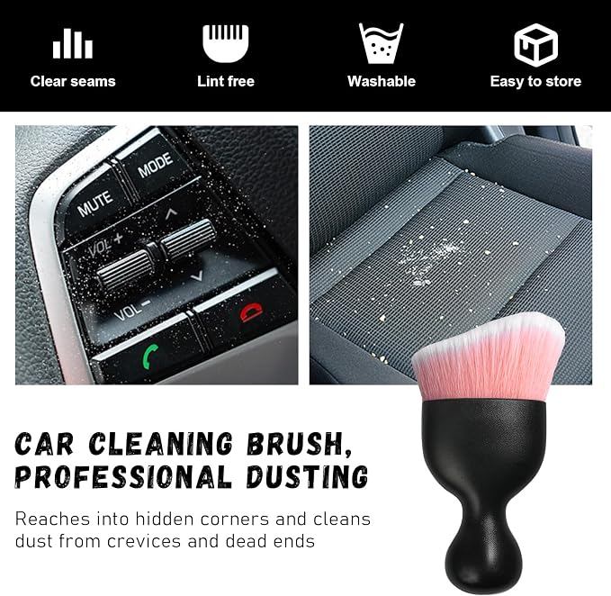 Ziciner 2 PCS Car Detailing Brush, Curved Soft Bristles Auto Removal Dust - Image 6