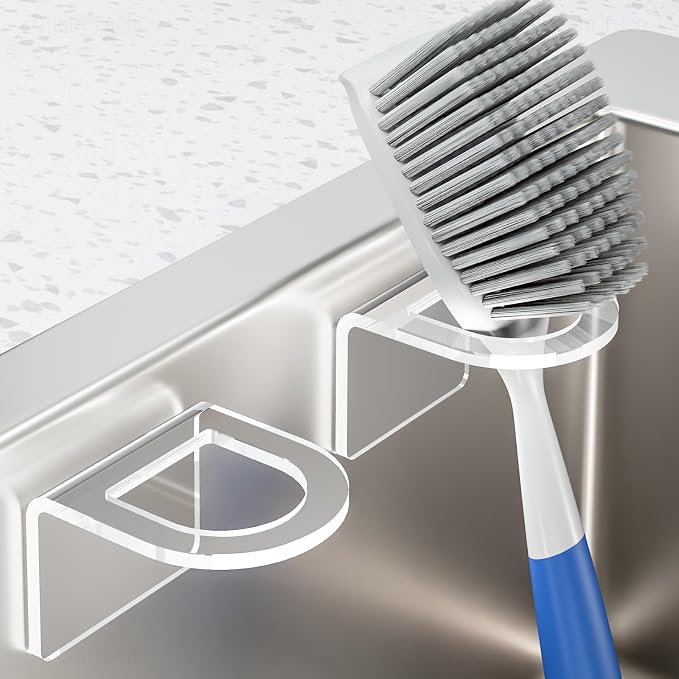 NiHome Clear Acrylic Kitchen Sink Brush Holder 2PCS, Universal Fit Compatible - Image 2