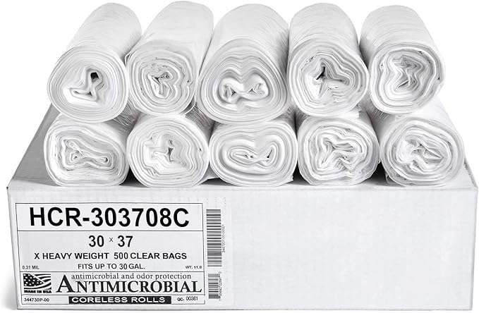 Aluf Plastics HCR-303708C High Density Star Sealed Coreless Roll Bags, 30 gal by AlufPlastics