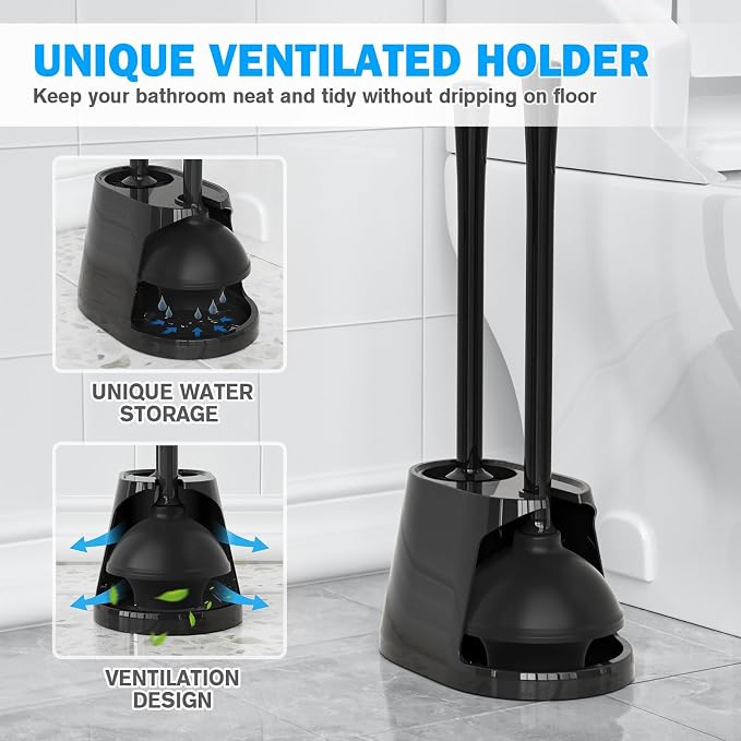 Toilet Plunger and Brush Set, Bowl Brush and Heavy Duty Toilet Plunger - Image 5