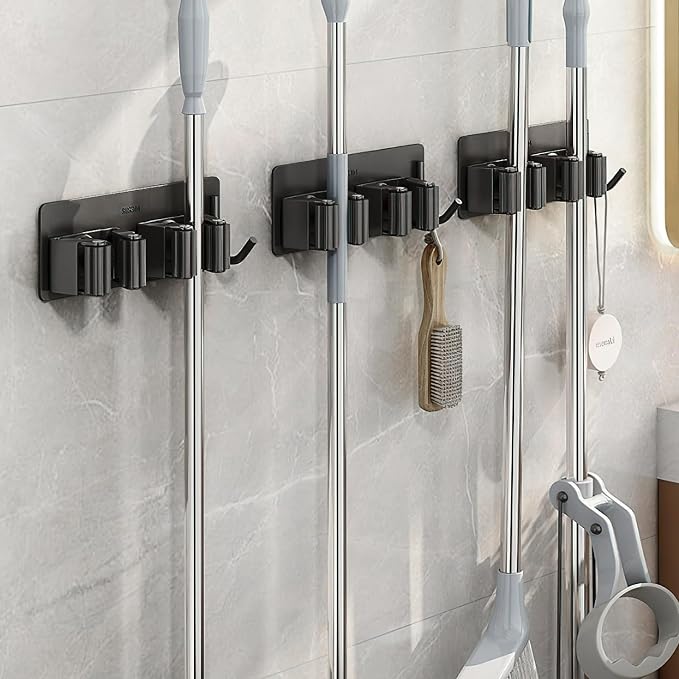 Broom Holder Wall Mount No Drill, Broom and Mop Organizer Wall Hanging Heavy - Image 6