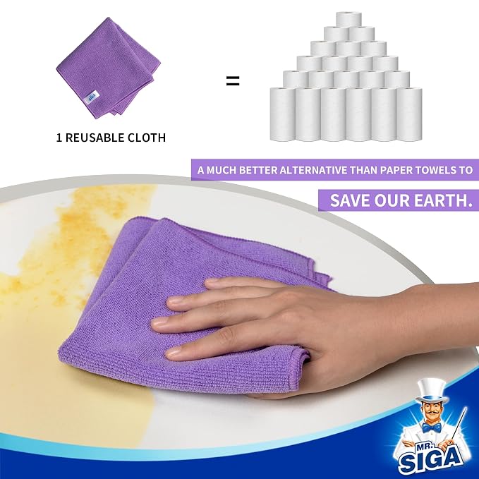 MR.SIGA Microfiber Cleaning Cloths, All-Purpose Microfiber Towels, Streak Free - Image 4