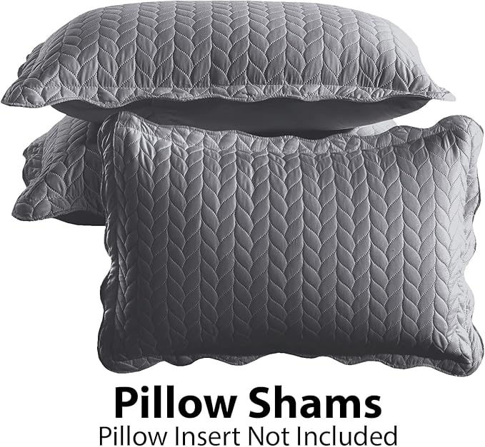 IR Imperial Rooms 8 Pack California King Quilt Bedding Set (118"x106") - Bulk Wholesale for Hotels, Guest Bedroom & Airbnbs - Lightweight Microfiber Reversible Embossed Quilts Bedspread (Grey)