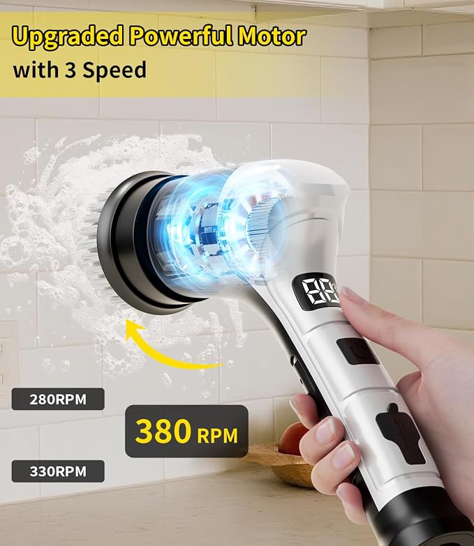 Electric Spin Scrubber, Cordless Household Cleaning Brush - Image 4