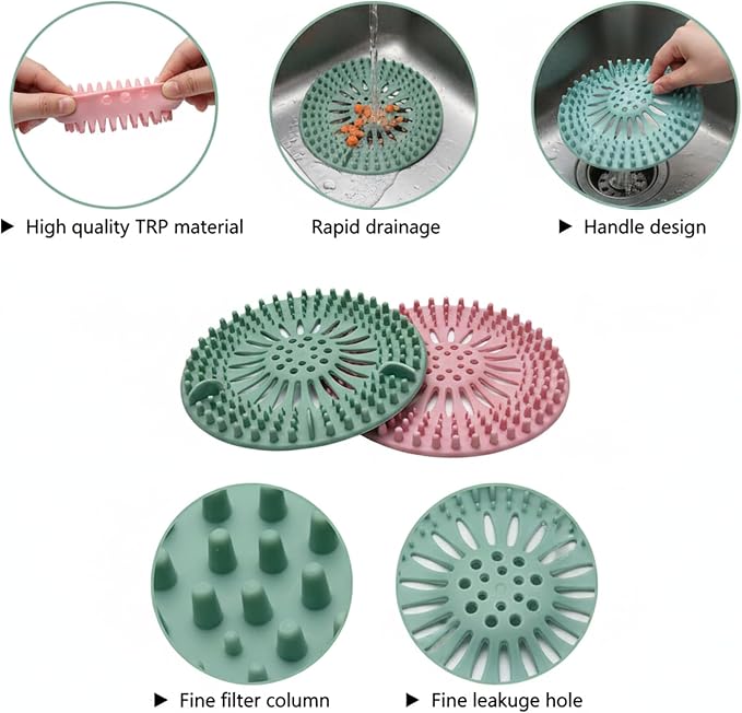 Silicone Drain Hair Catcher 5-Pack – Flexible TPR Drain Strainer & Cover - Image 7