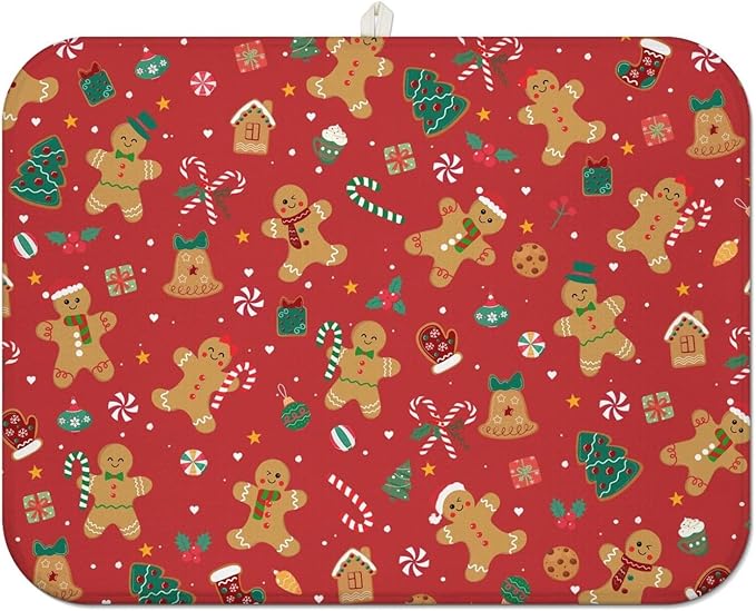 Christmas Kitchen Countertop Dish Drying Mat, Washable Absorbent Countertop by Unknown