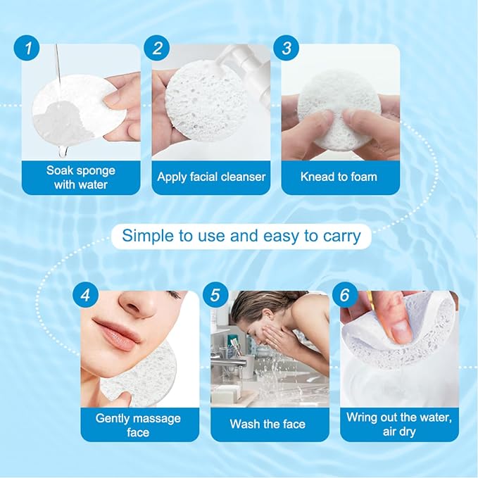 30 Count Compressed Facial Sponges Mini Soft Cellulose Pads - Image 3