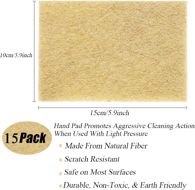 Natural Scouring Pads 15 Pack- Non-Scratch Sisal Cleaning Scrub Pads - Image 2