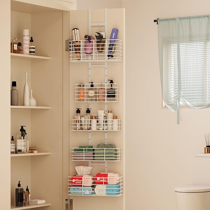 5-Tier Over The Door Organizer Bathroom Shelves Hair Tool Organizer - Image 3