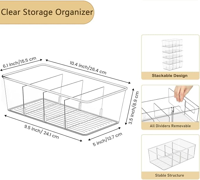 5 Pack Pantry Organizers and Storage, 4 compartment Snack Containers - Image 2