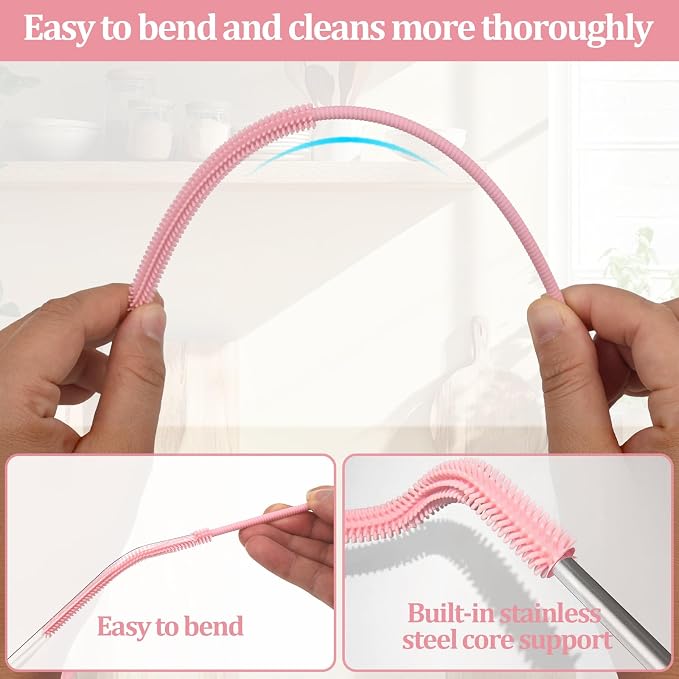Silicone Straw Cleaner Brush, Straw Brush Bristles Cleaner Brush - Image 4