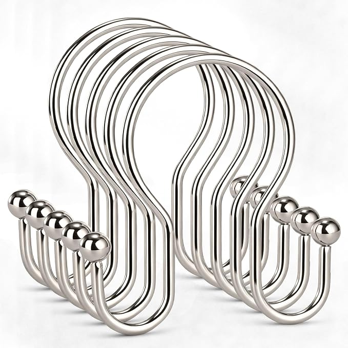 Goowin Shower Curtain Hooks, Stainless Steel Shower Curtain Hangers, Metal by Goowin