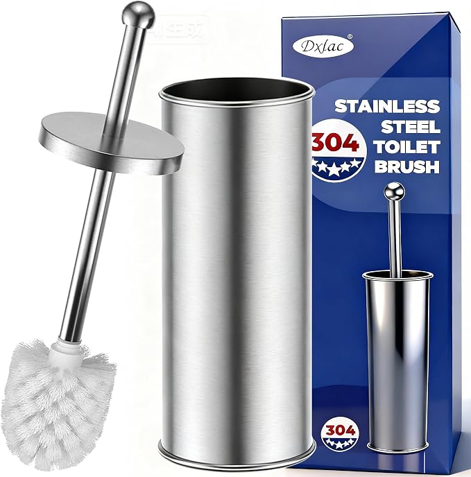 Toilet Brush and Holder Set: 304 Stainless Steel Toilet Bowl Brush by Dxlac