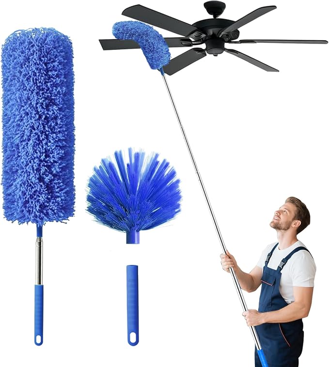 Cobweb Duster with Extension Pole, Washable Cleaning Duster Set with 2 Duster by Unknown