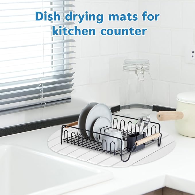 Stone Drying Mat for Kitchen Counter, Foldable 24"x16"Large Absorbent - Image 2