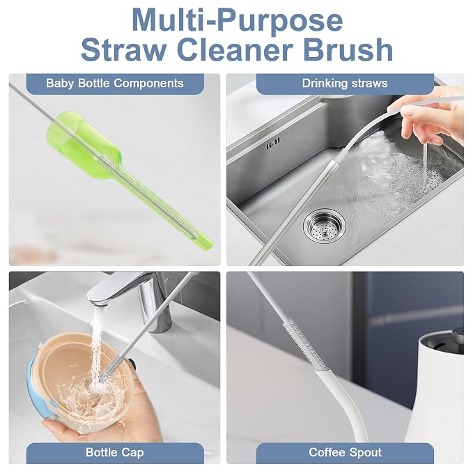 Reusable Silicone Straw Cleaner Brush Set, Flexible&Bendable Design, Dishwasher - Image 6