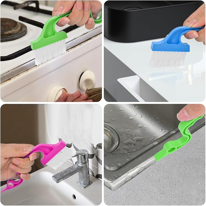 7Pcs Crevice Cleaning Brush, Home Kitchen Bathroom Window Faucets - Image 3