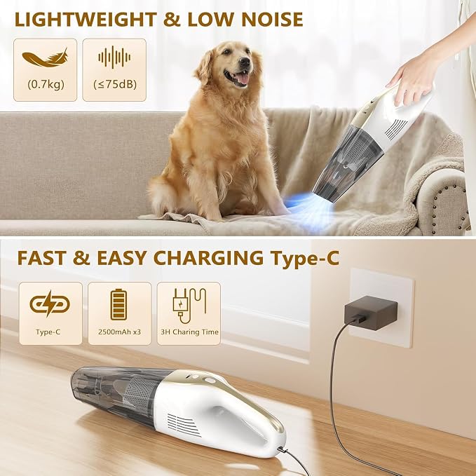 Handheld Vacuum Cordless, 16000Pa 160W Handheld Car Cordless Vacuum Cleaner - Image 5