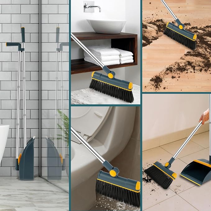 Broom and Dustpan Set for Home, 180° Rotating Broom Combo, Foldable Standing - Image 6