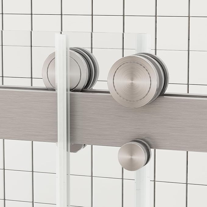Sunrosa Frameless Double Sliding Shower Door 44-48" W x 76" H, 5/16" Thick - Image 4