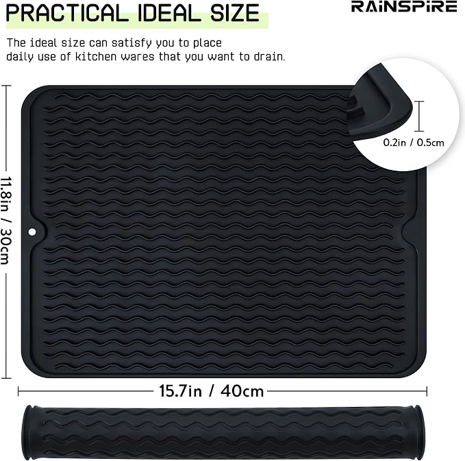 Rainspire Dish Drying Mats For Kitchen Counter, Silicone Dish Mat Drying - Image 2
