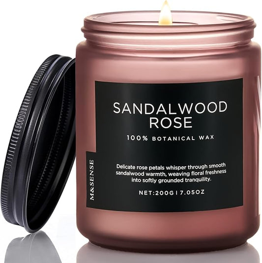 M&SENSE Sandalwood Rose Scented Candle 7.05oz 50 Hours Long Lasting Burn by MSENSE
